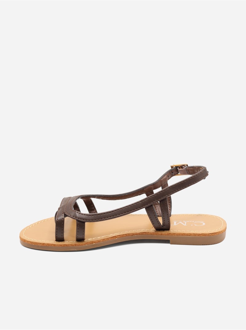 Slanke platte sandalen Bruin - Kiabi