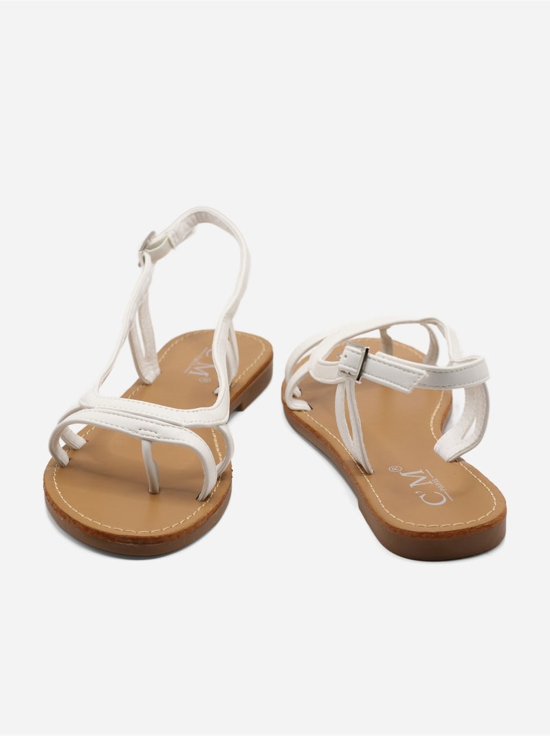 Slanke platte sandalen Wit - Kiabi