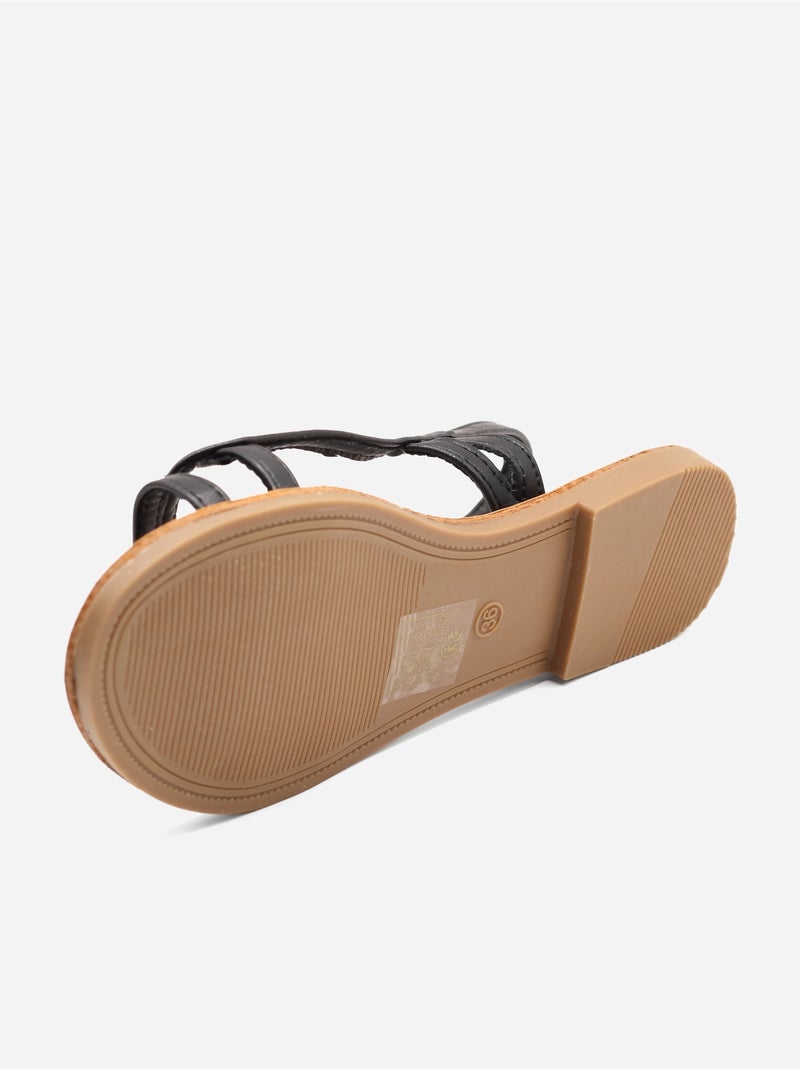 Slanke platte sandalen Zwart - Kiabi