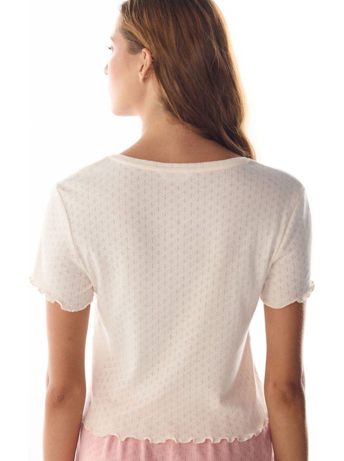Sleep mode pointel t-shirt met korte mouwen pyjamatop penti - Kiabi Sleep mode pointel t-shirt met korte mouwen pyjamatop penti - Kiabi