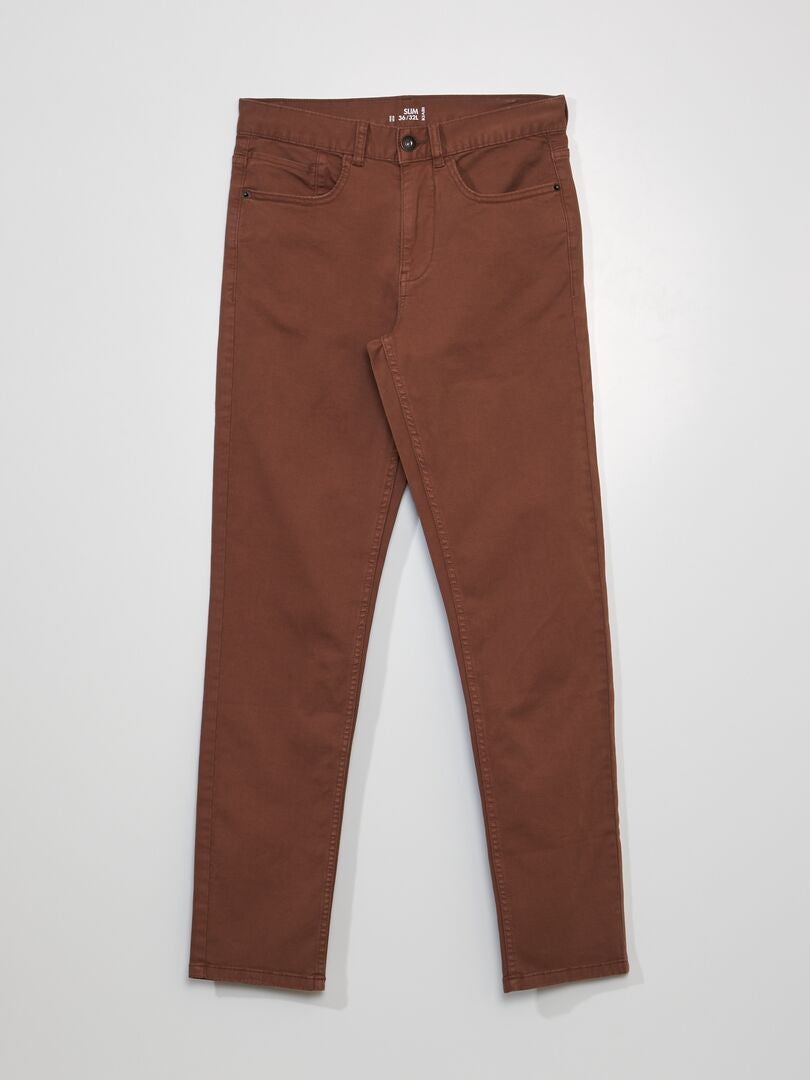 Slim-fit 5-pocket jeans - L32 BRUIN - Kiabi