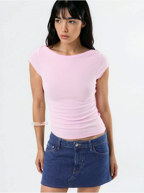 Slim-fit blouse met boothals busem - Kiabi