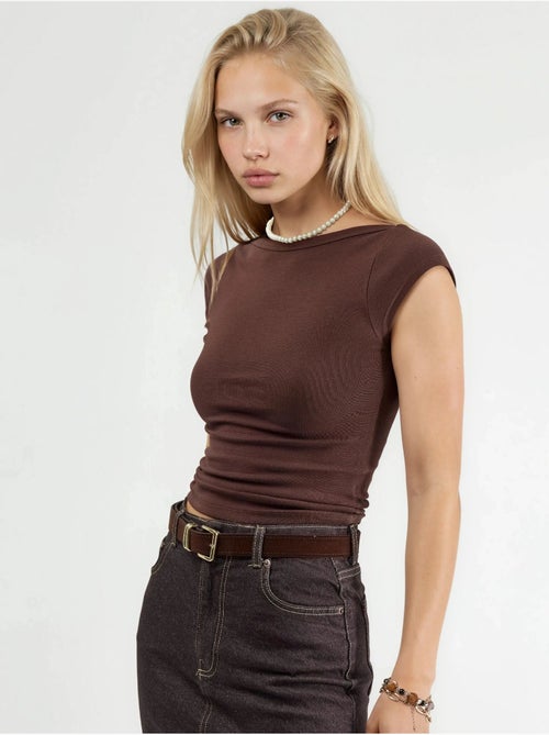 Slim-fit blouse met boothals busem - Kiabi