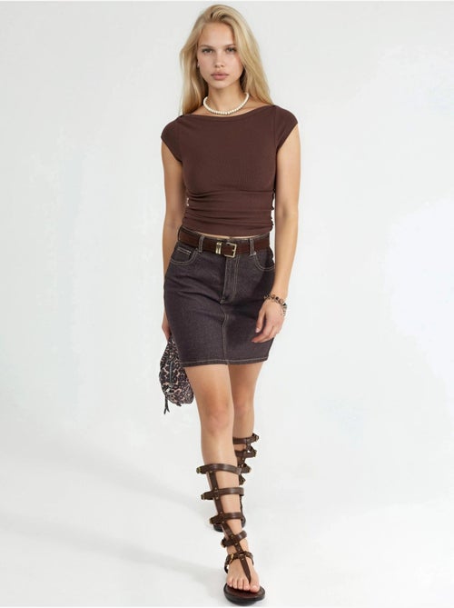 Slim-fit blouse met boothals busem - Kiabi