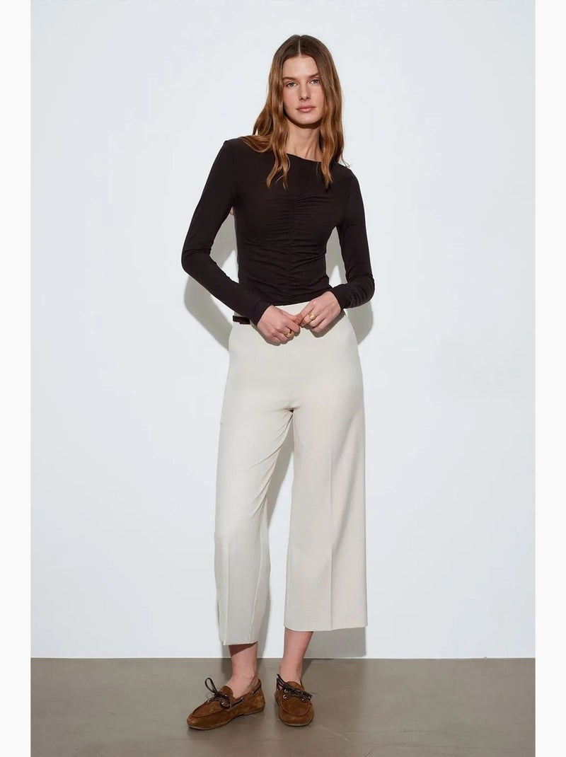Slim fit blouse met boothals en lange mouwen dilvin Donkerbruin - Kiabi