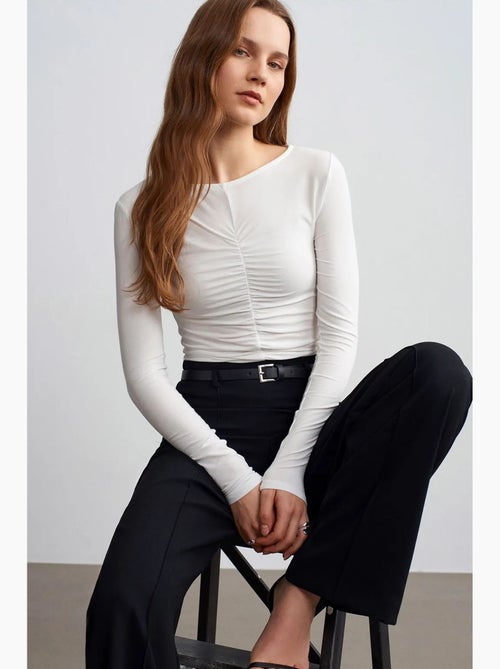 Slim fit blouse met boothals en lange mouwen dilvin - Kiabi Slim fit blouse met boothals en lange mouwen dilvin - Kiabi