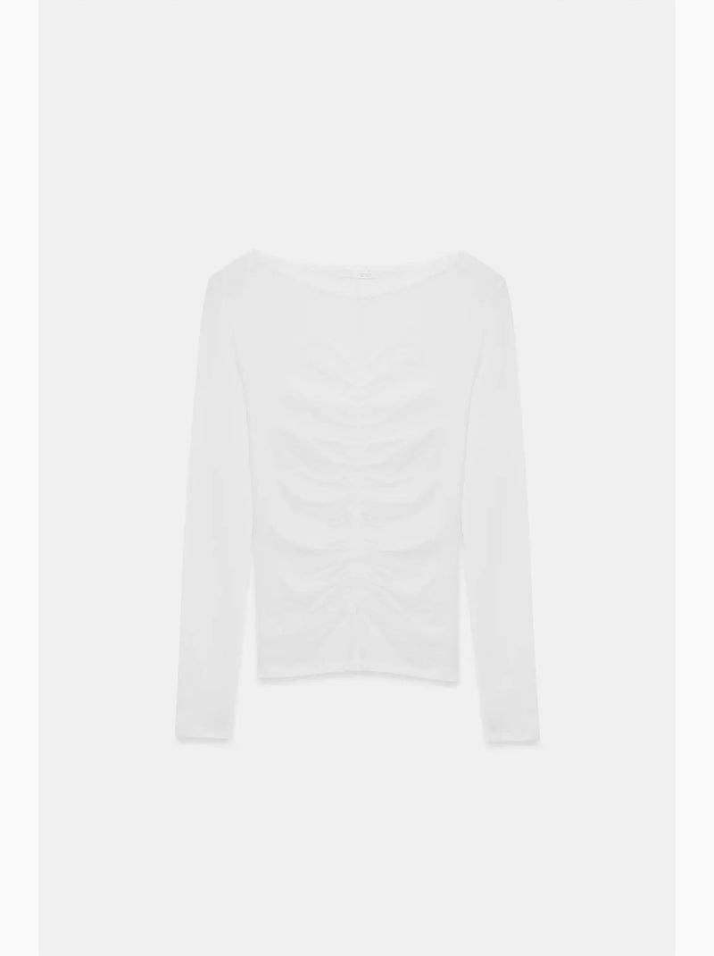 Slim fit blouse met boothals en lange mouwen dilvin Wit - Kiabi