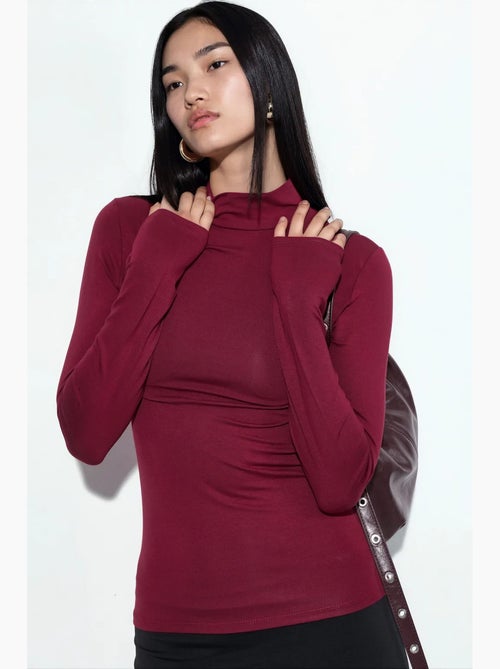 Slim-fit blouse met halve col busem - Kiabi