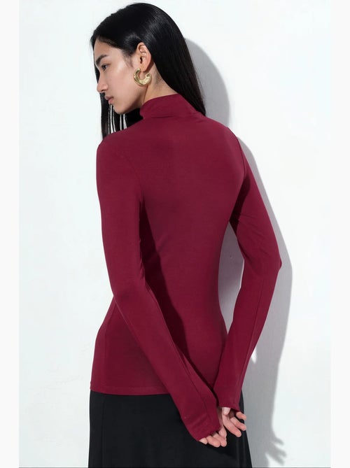 Slim-fit blouse met halve col busem - Kiabi