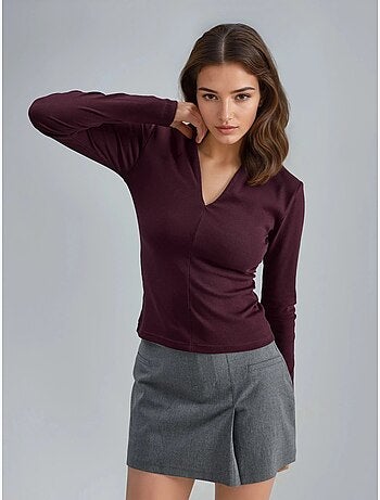 Slim-fit blouse met lange mouwen en v-hals busem