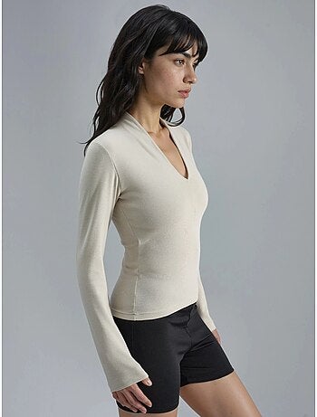 Slim-fit blouse met lange mouwen en v-hals busem