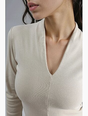 Slim-fit blouse met lange mouwen en v-hals busem