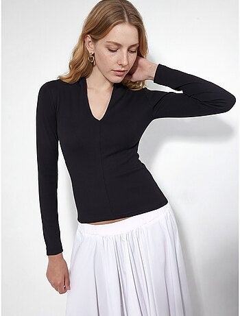Slim-fit blouse met lange mouwen en v-hals busem