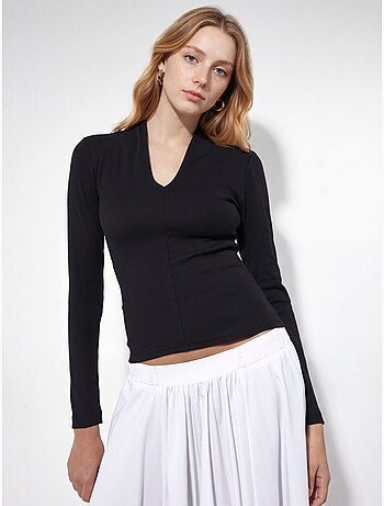 Slim-fit blouse met lange mouwen en v-hals busem