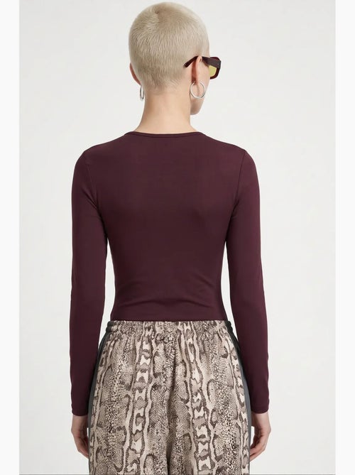 Slim fit blouse met ronde hals en lange mouwen busem - Kiabi