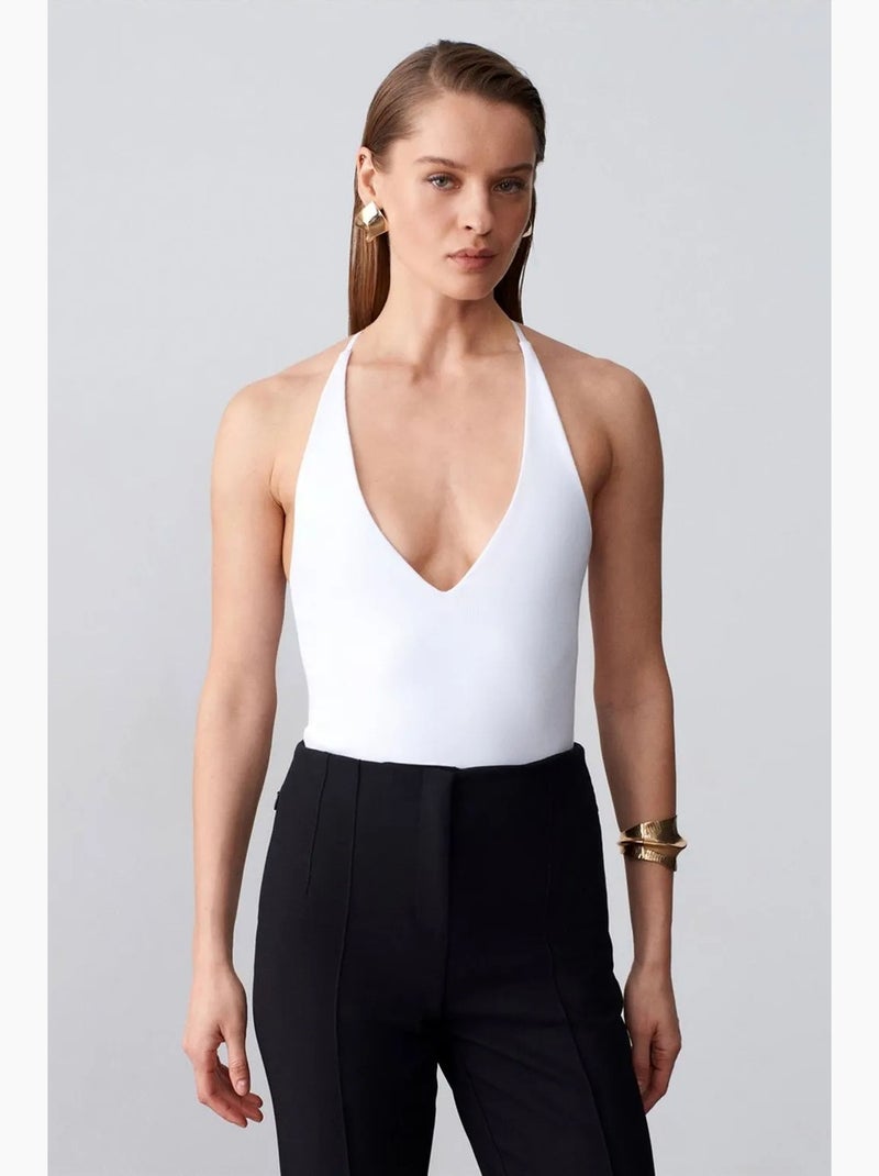 Slim fit body met halter en cut-out dilvin Wit - Kiabi