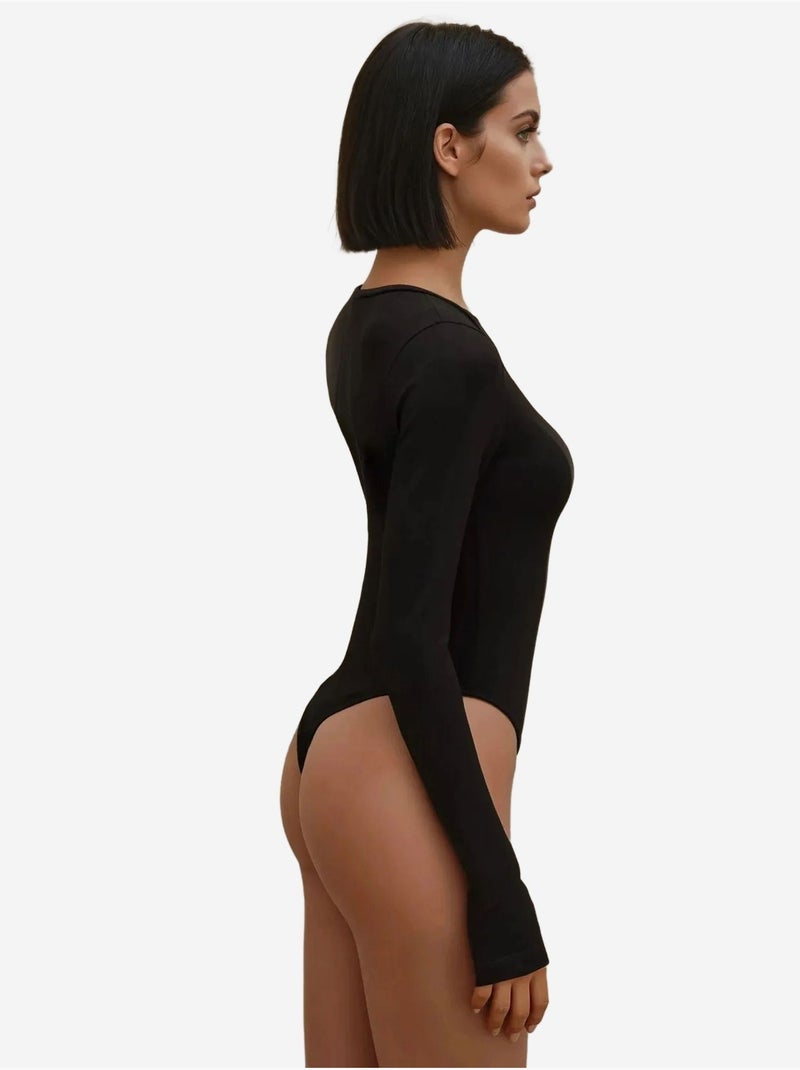 Slim fit bodysuit met ronde hals hiccup Zwart - Kiabi