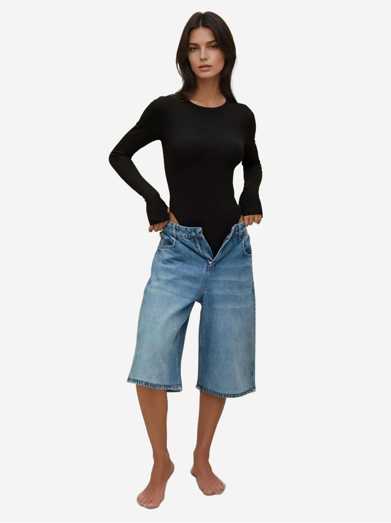 Slim fit bodysuit met ronde hals hiccup Zwart - Kiabi