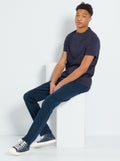 Slim-fit broek L38 +1m95 BLAUW - Kiabi