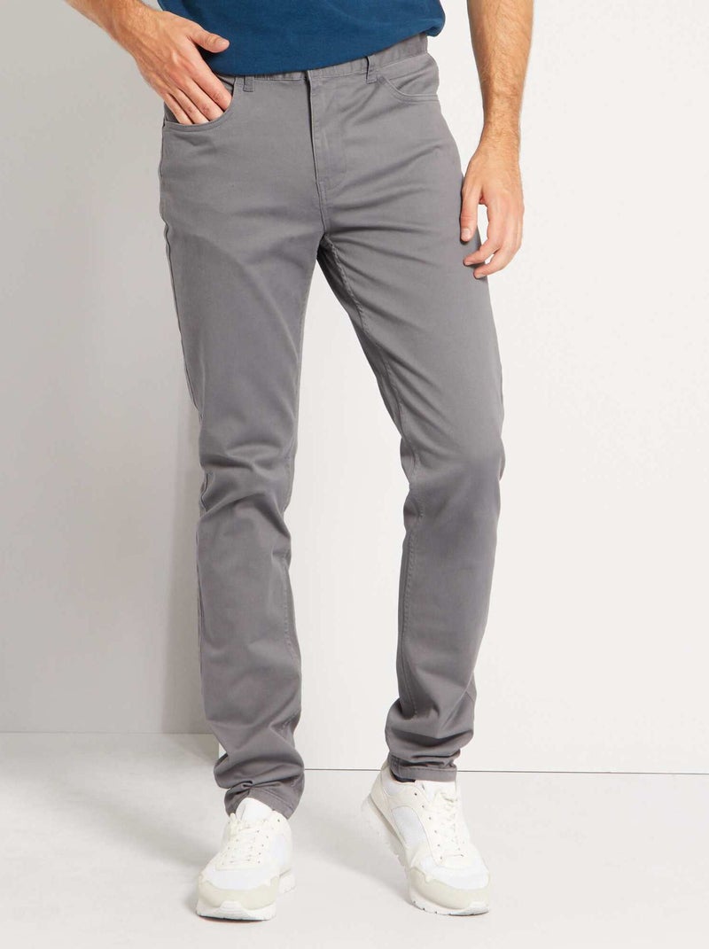 Slim-fit broek L38 +1m95 GRIJS - Kiabi