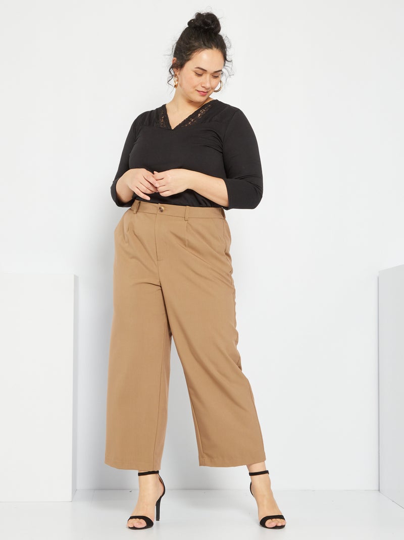Slim-fit broek met elastiek BRUIN - Kiabi