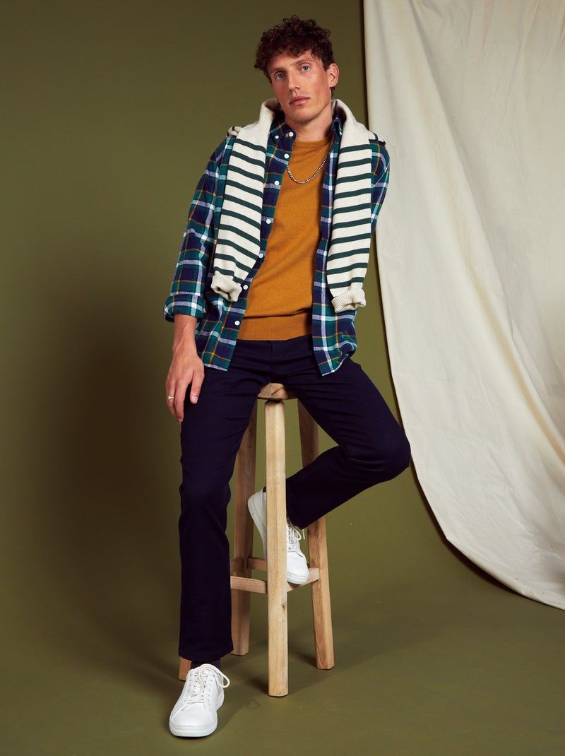 Slim-fit broek van jacquard ZWART - Kiabi
