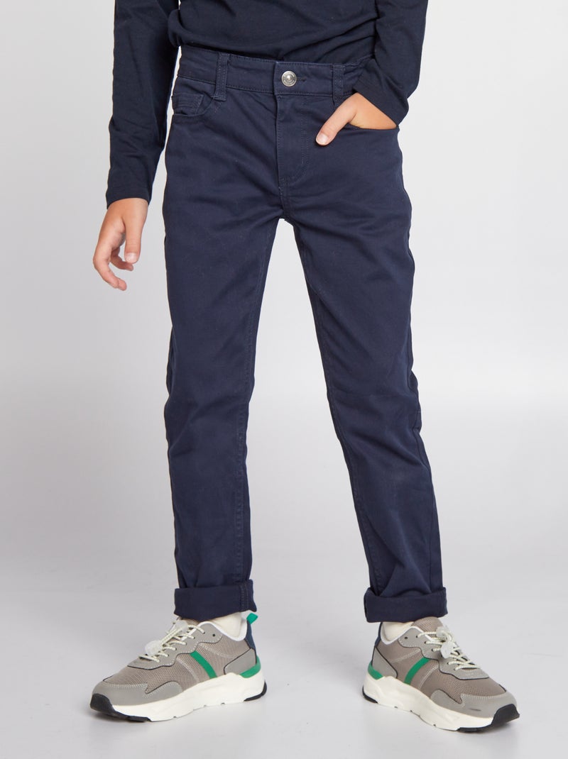 Slim-fit broek van keperstof BLAUW - Kiabi