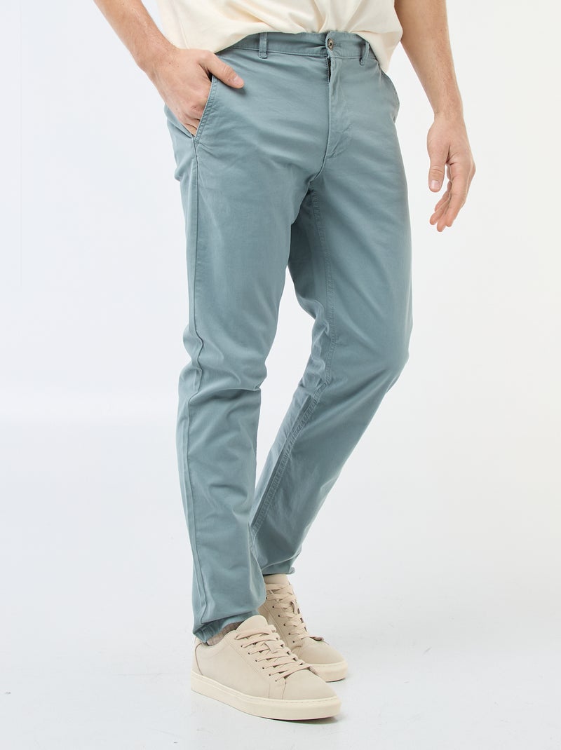 Slim-fit chino Blauw - Kiabi