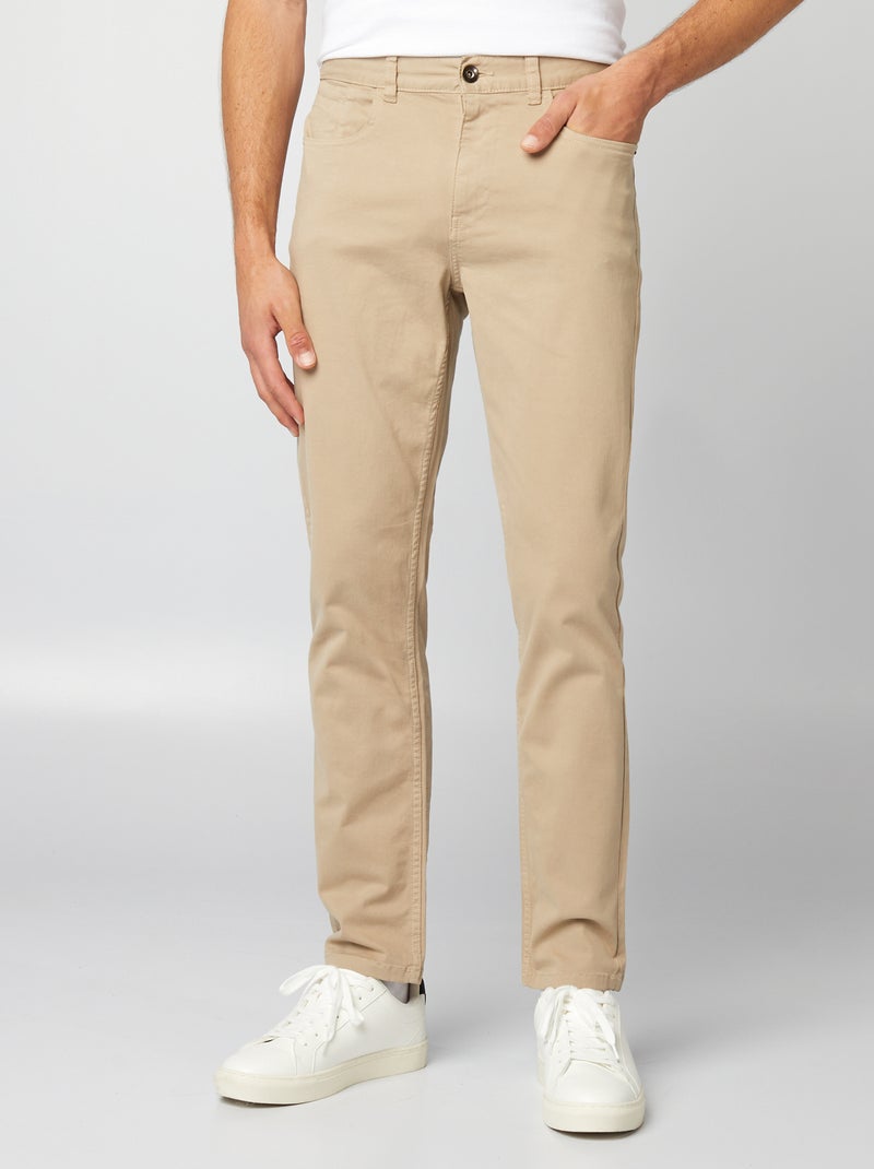 Slim-fit chino met 5 zakken - L32 beige - Kiabi