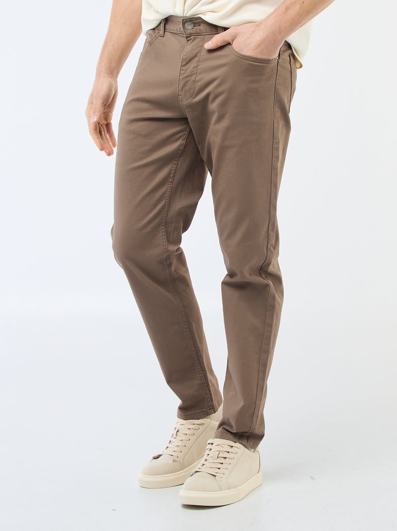 Slim-fit chino met 5 zakken - L32 bruin - Kiabi