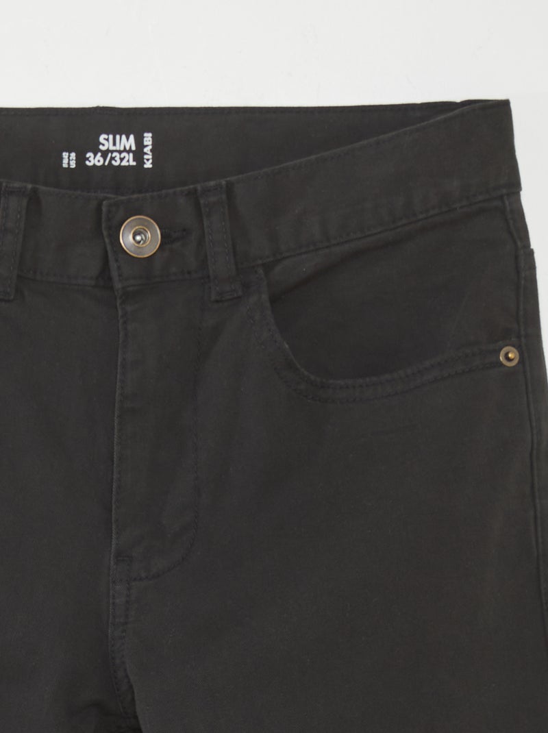 Slim-fit chino met 5 zakken - L32 ZWART - Kiabi