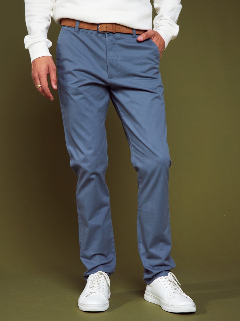 Slim-fit chino met ceintuur - L32 GRIJS - Kiabi