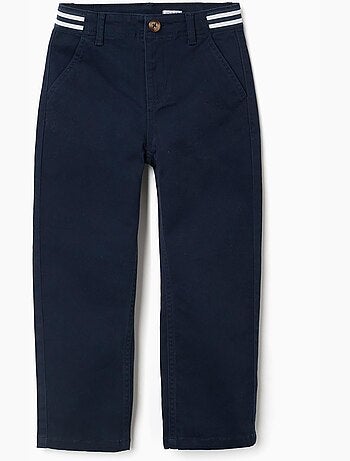 Slim fit chino van twill met gestreepte band