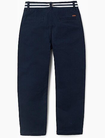 Slim fit chino van twill met gestreepte band
