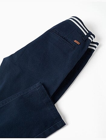 Slim fit chino van twill met gestreepte band