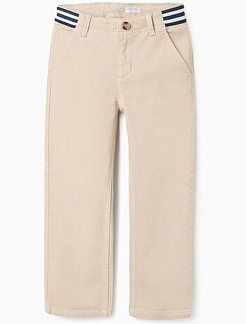 Slim fit chino van twill met gestreepte band