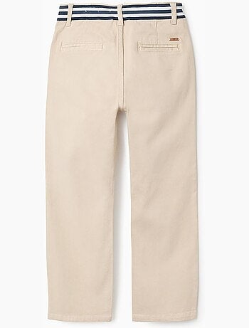 Slim fit chino van twill met gestreepte band