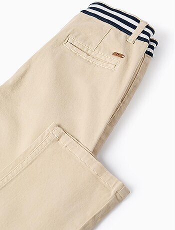 Slim fit chino van twill met gestreepte band