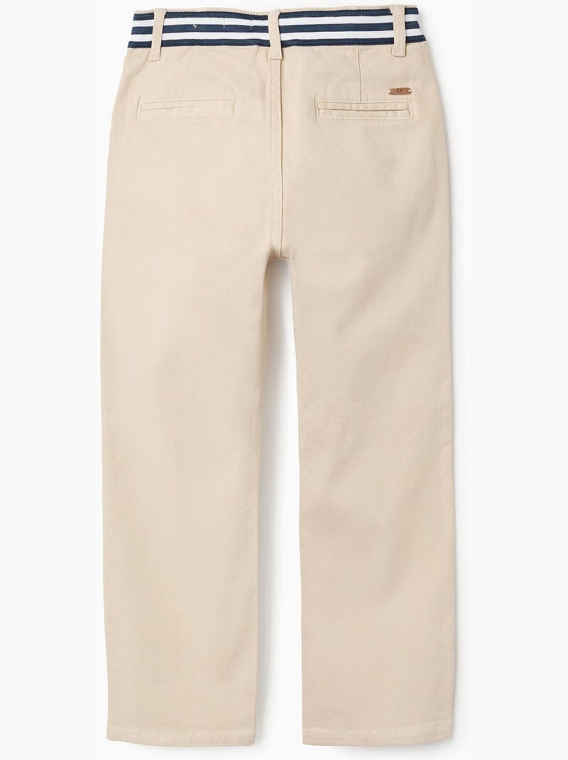 Slim fit chino van twill met gestreepte band Lichtbeige - Kiabi