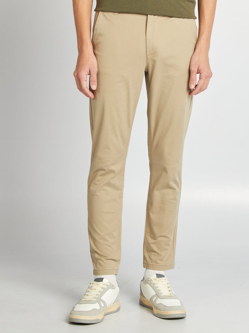 Slim-fit chinobroek L30 BIEGE - Kiabi