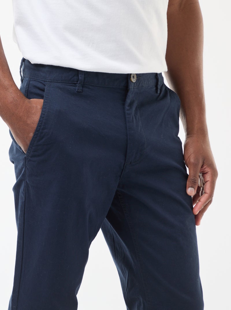 Slim-fit chinobroek L30 BLAUW - Kiabi