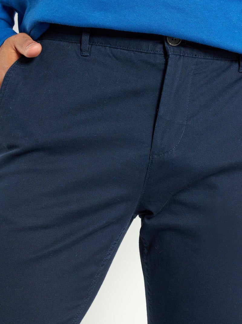 Slim-fit chinobroek L30 BLAUW - Kiabi