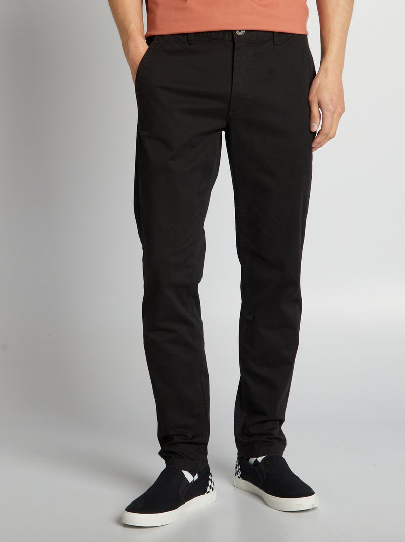 Slim-fit chinobroek L30 ZWART - Kiabi