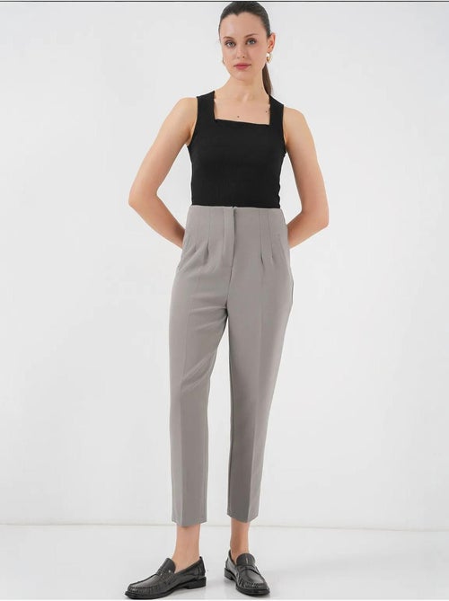 Slim fit crepe broek met hoge taille en enkellengte bdart - Kiabi