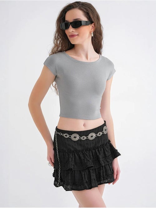 Slim fit crop t-shirt mixray - Kiabi