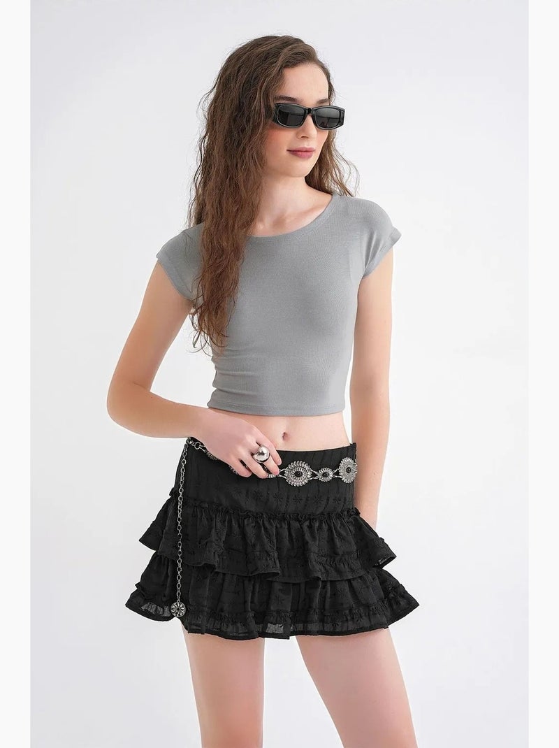 Slim fit crop t-shirt mixray Grijs - Kiabi