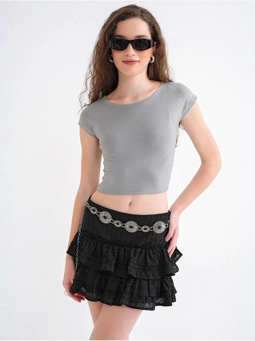 Slim fit crop t-shirt mixray - Kiabi