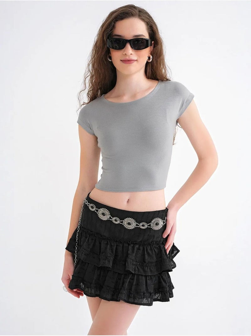Slim fit crop t-shirt mixray Grijs - Kiabi
