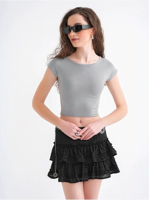 Slim fit crop t-shirt mixray - Kiabi