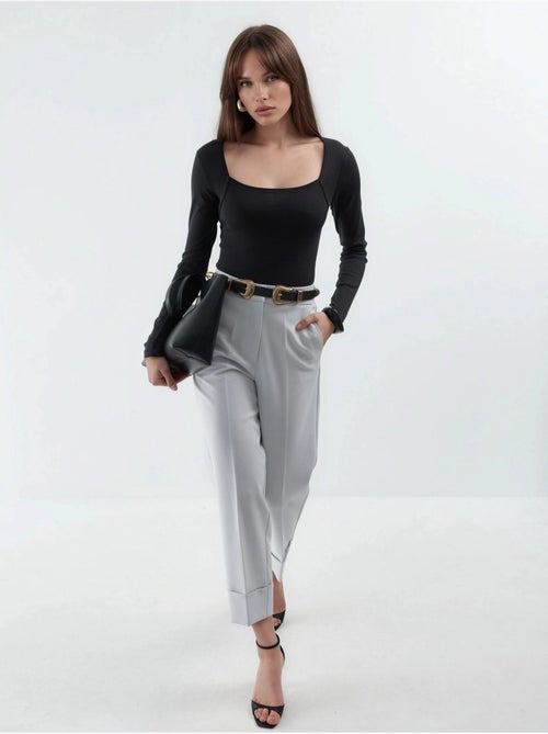 Slim fit croptop blouse met vierkante hals busem - Kiabi